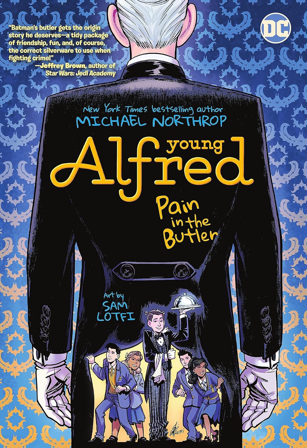 Comic book cover featuring a young Alfred Pennyworth from DC Comics, titled "My Life as Alfred: Pain in the Butler," suitable for KS2 readers interested in graphic novels.
