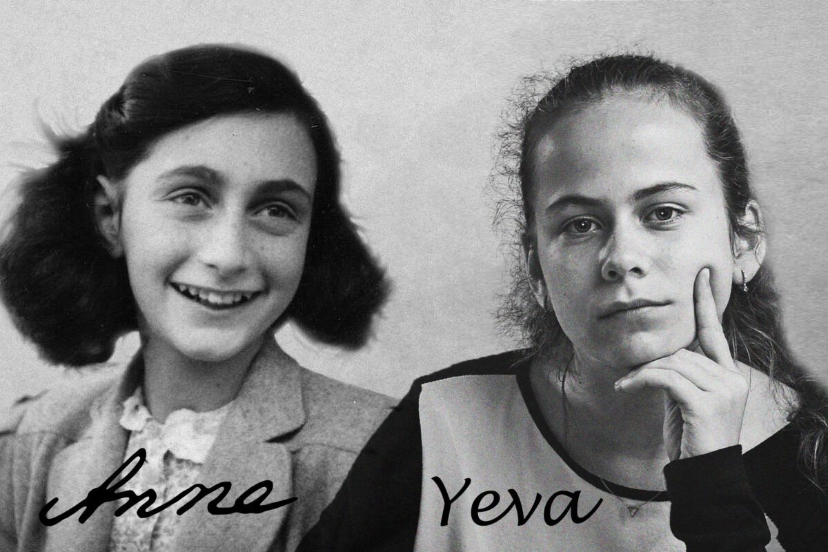 Two young girls captured in a black and white photograph.