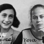 Two young girls captured in a black and white photograph.