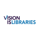 Text logo reading "VISION IS LIBRARIES" with "VISION IS" in dark purple and "LIBRARIES" in light blue on a white background.